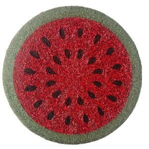 Nantucket Watermelon Beaded Placemat Charger Summer Beach Pool Summer 15” Round